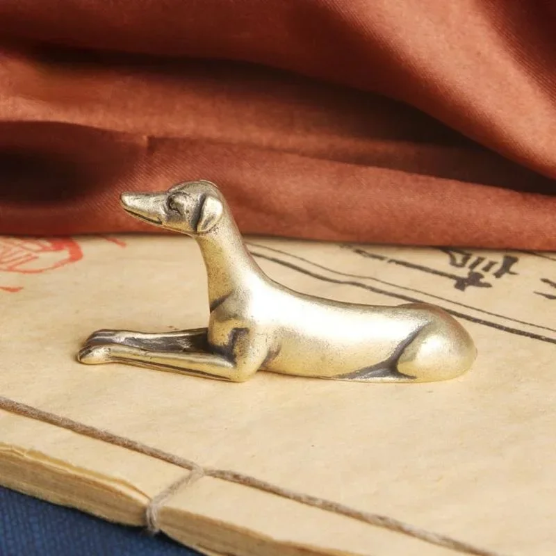 Solid Brass Loyal Dog Desk Ornaments Vintage Copper Animal Miniatures Figurines Decorations Gifts Home Decor Crafts Accessories