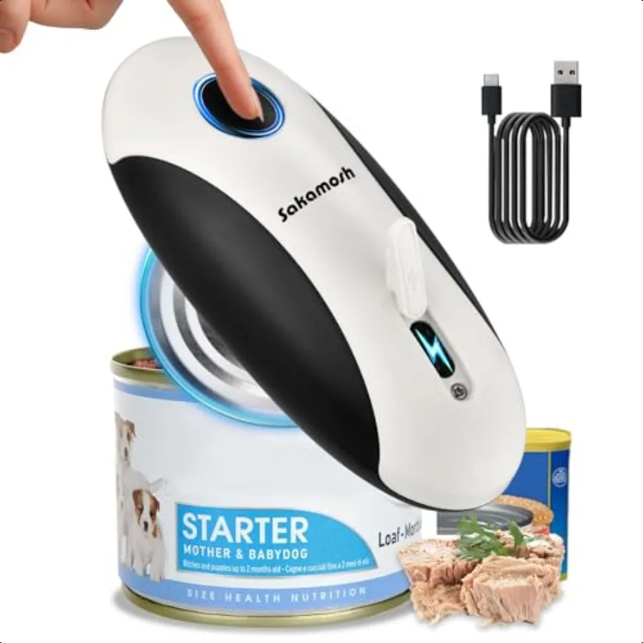 

Rechargeable Electric Can Opener for Seniors Hands Free Safety Automatic Can Opener Smooth Edge Fits Most Cans for Kitchen Left