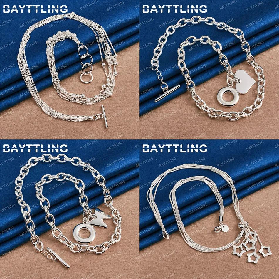 

Luxury 925 Sterling Silver Exquisite Star Butterfly Necklace Women Wedding Engagement Party Gift Fashion Jewelry