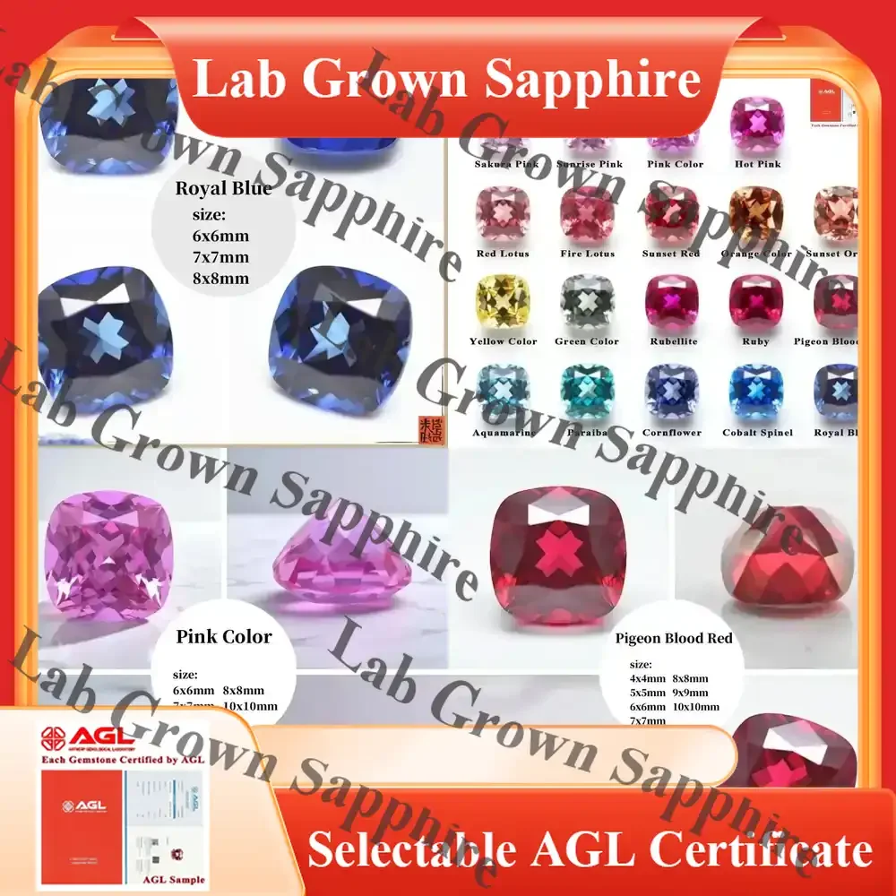

Lab Grown Sapphire Cushion Cut Loose Gemstone for DIY Jewelry Making for AGL Certificate for Lab Created Sapphire for