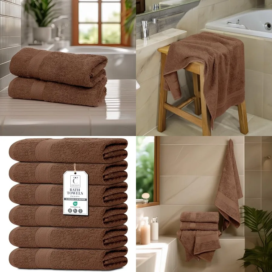 

Large Bath Towel, Acorn Cotton Terry Towels for Bathroom, Towel Set - Quick Dry - Highly Absorbent - 24 x 50 Pack of 6 for Shower - Spa - Gym - Hand Towel for Daily Use - Acorn
