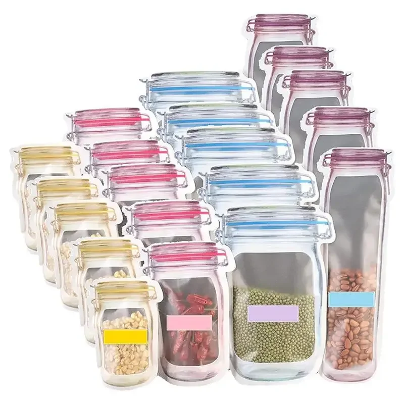 

Leakproof Ziplocks Jar Snacks Sealable Bags Nuts Food Mason Reusable Cookies Bags Bags Storage Pcs Jar For Biscuit Candy 20