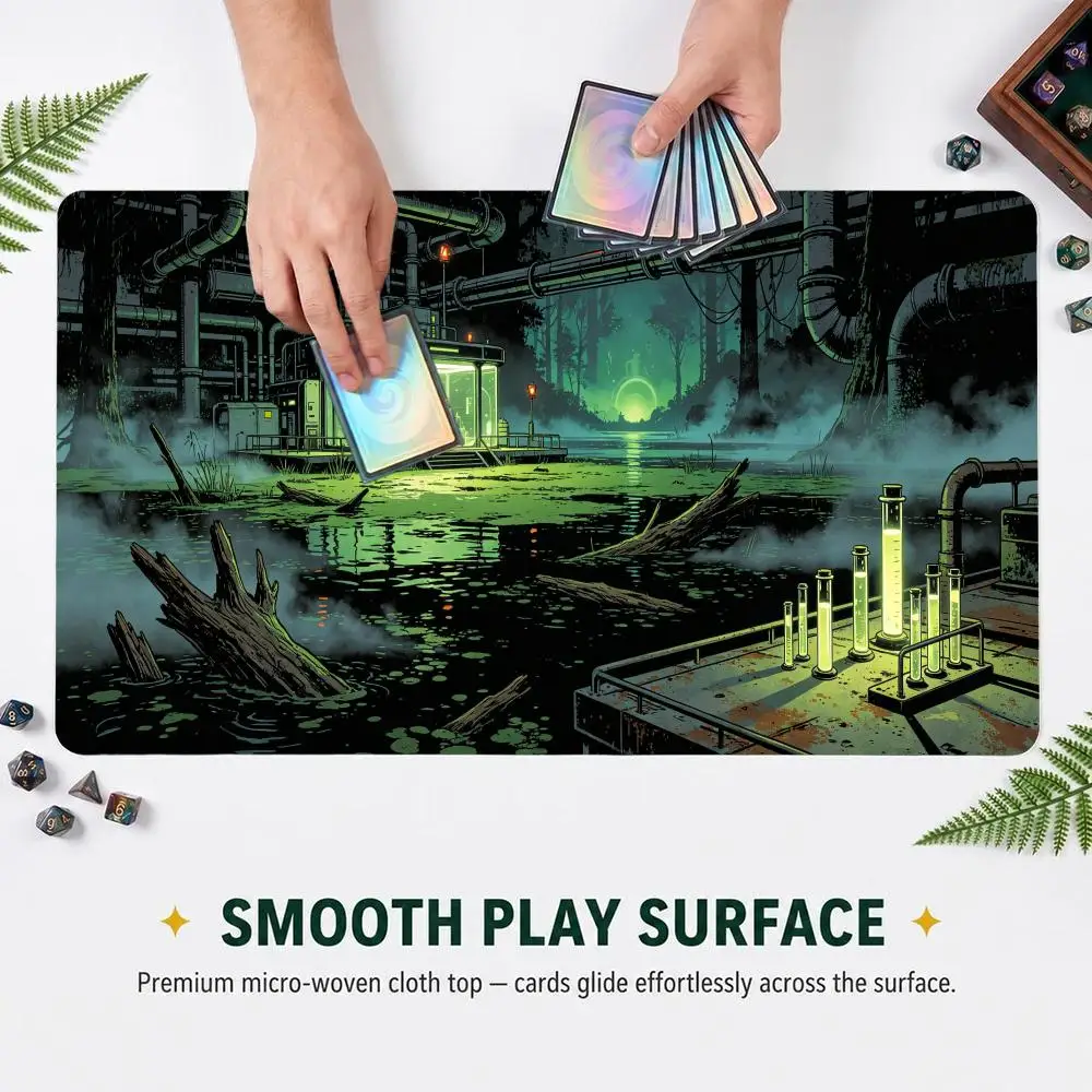 60X35cm Sci‑Fi Toxic Swamp Laboratory TCG Playmat Art Non‑Slip Rubber Trading Card Game Table Pad For Card Game Players