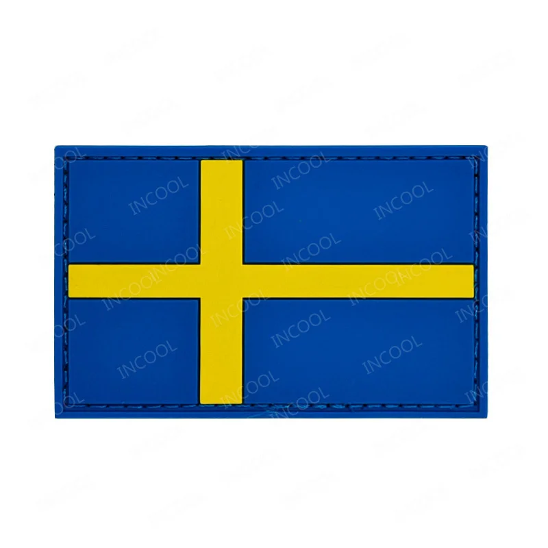 Sweden Flag IR Infrared Reflective Patches Appliqued PVC Rubber Flags Embroidered Patch For Clothing Backpack