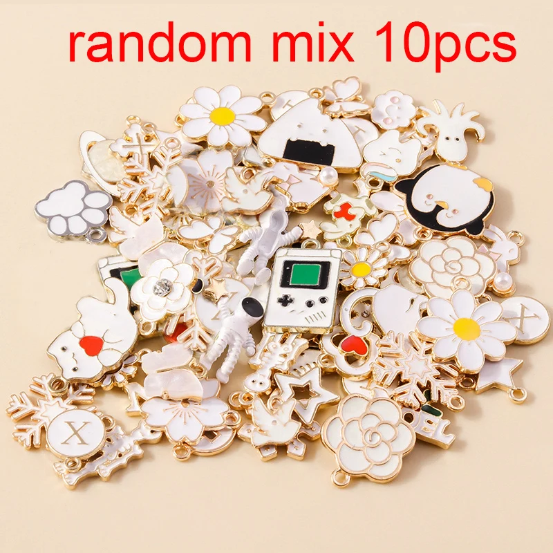 Leslie Mixed 10 Stück niedliche Anhänger, Emaille-Tier- und Blumen-Charms für DIY-Schmuck, handgefertigte Armbänder, Ohrringe, Halsketten, Großhandel – Detail 7