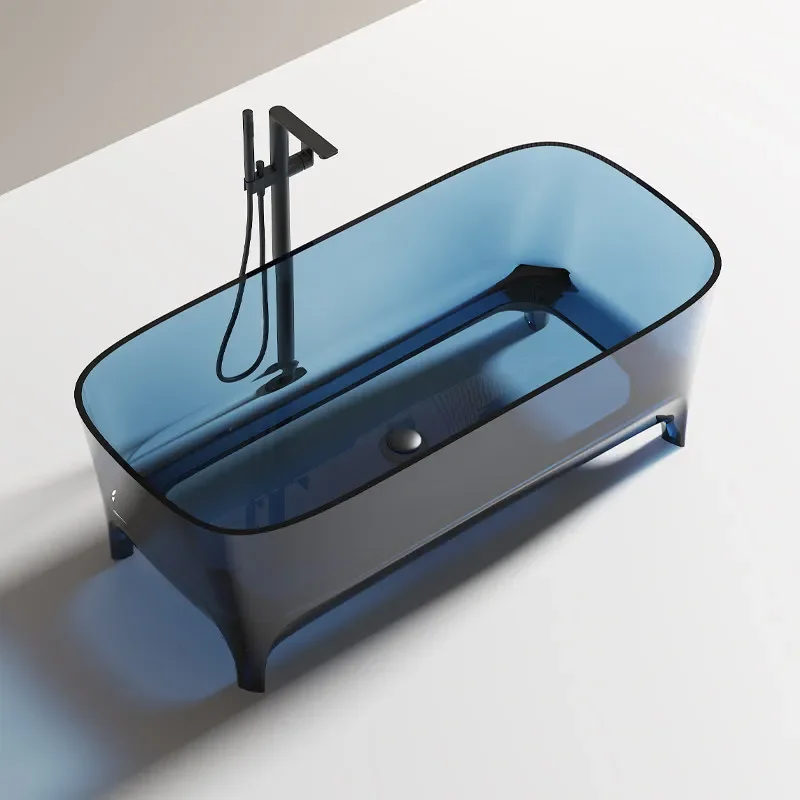 Transparent resin bathtub with feet Color crystal Independent family hotel bath vat 1.7M