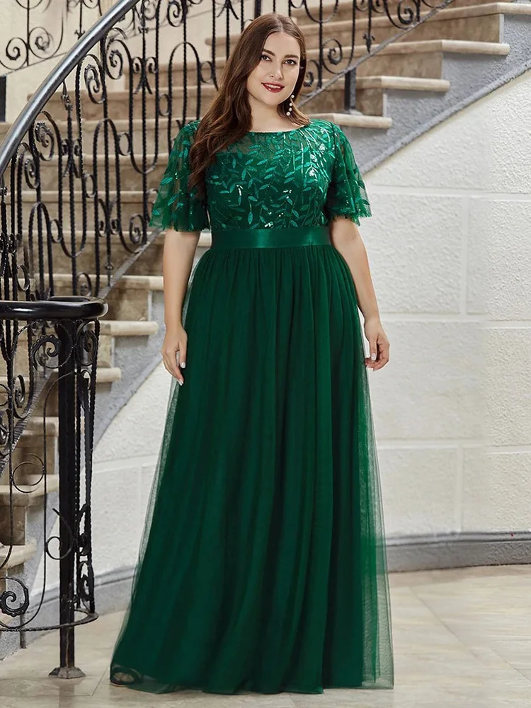 5XL 6XL Women Plus Size Elegant Long Dresses 2023 New Summer Luxury Mesh Sequin Embroidery Formal Wedding Evening Party Clothing