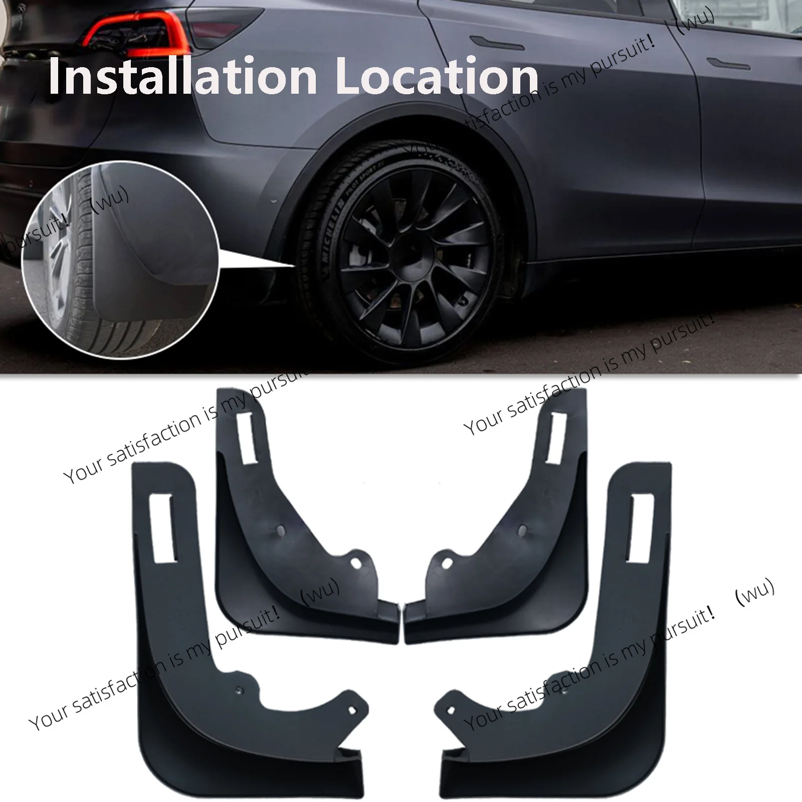 4X splash guard, front and rear, left and right, no need to punch, suitable for Tesla Model Y 2020-2024 2021 2022 2023