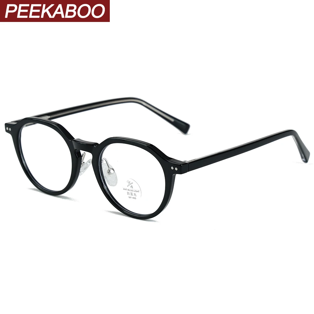 

Peekaboo TR90 anti blue light glasses for men korean style clear lens fashion glasses frame women black transparent acetate