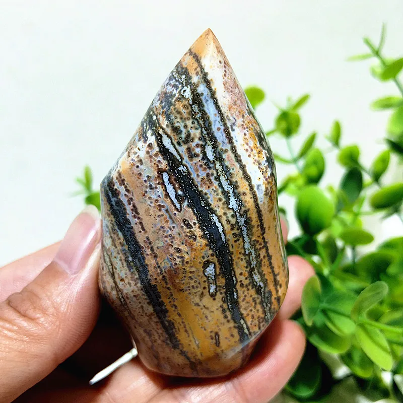 Natural Stone Ocean Jasper Torch Ice Cream Spiritual Meditation Reiki Healing Feng Shui Home Room Ornaments