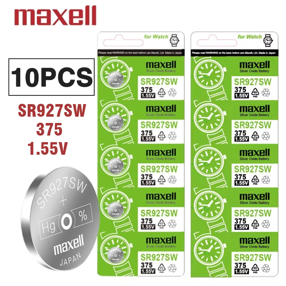 

10 шт. оригинальные литиевые батареи Maxell SR927SW AG7 395 LR927 395AL926F SR927SW, кнопочная батарея для часов, игрушки, контрольный калькулятор