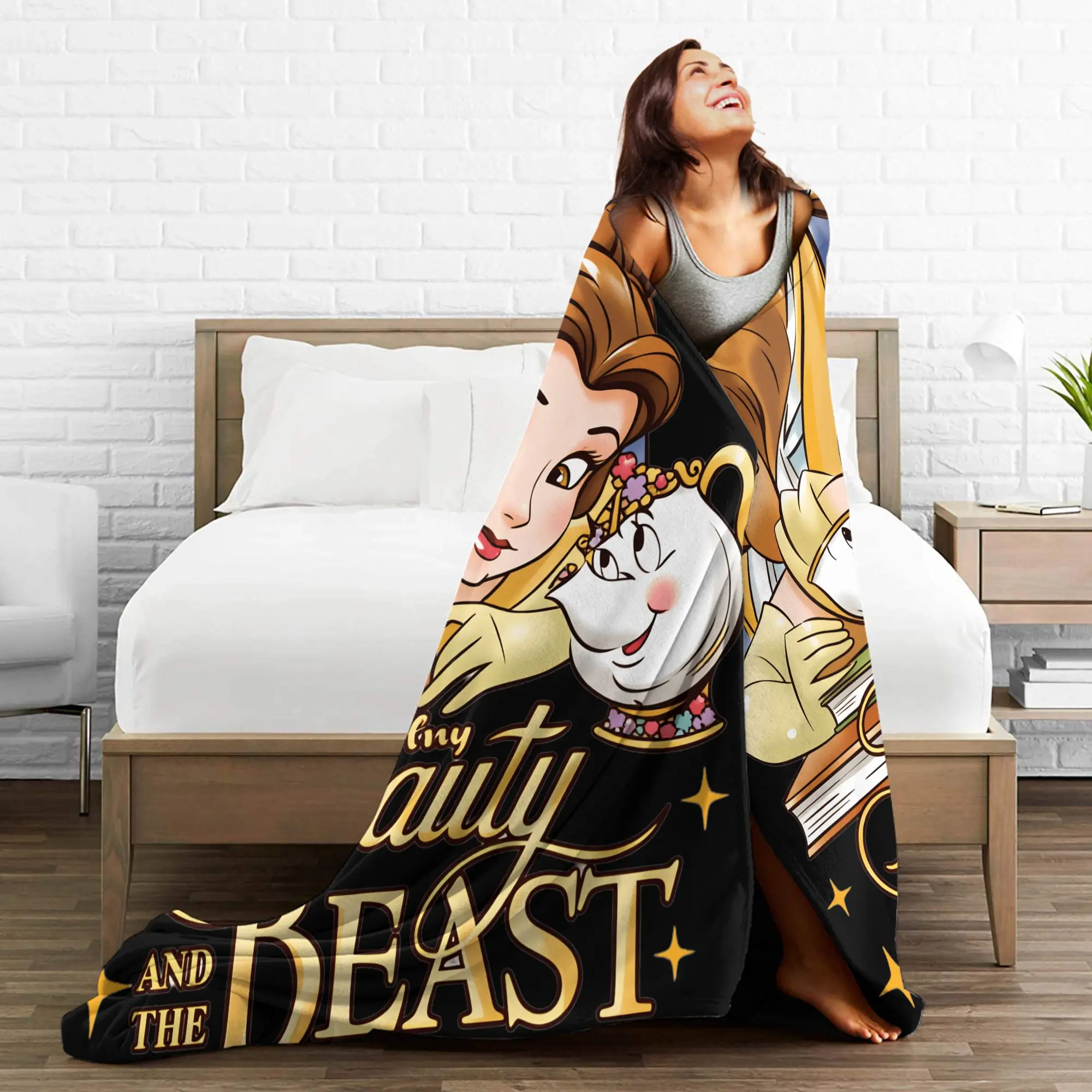 الجمال والوحش بطانية دافئة لينة طباعة أفخم رمي بطانية للطفل في الهواء الطلق الفانيلا المفرش غطاء السرير