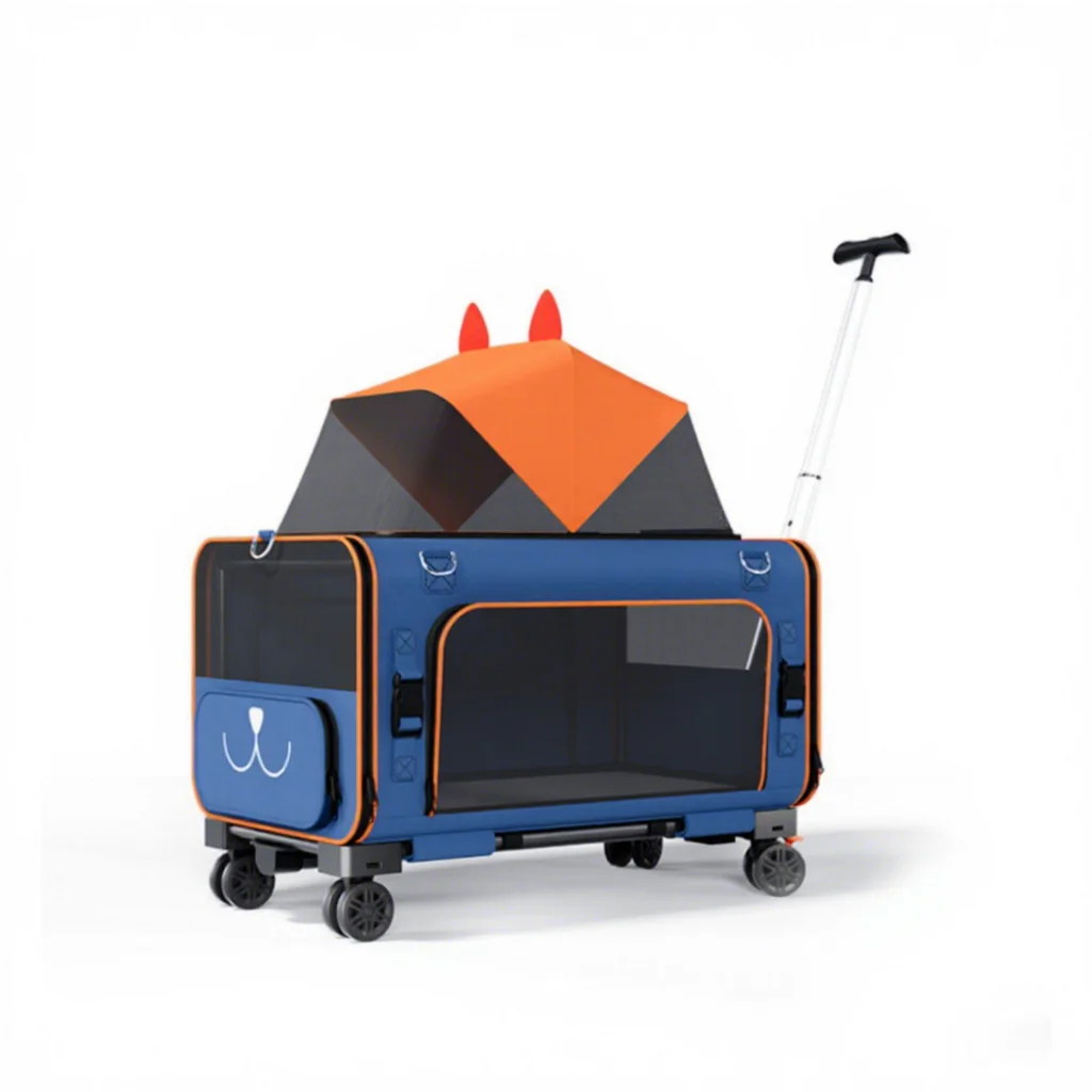Expandable Pet Carrier Stroller, Large Ventilation Mesh, Foldable Travel Cart for Dogs and Cats