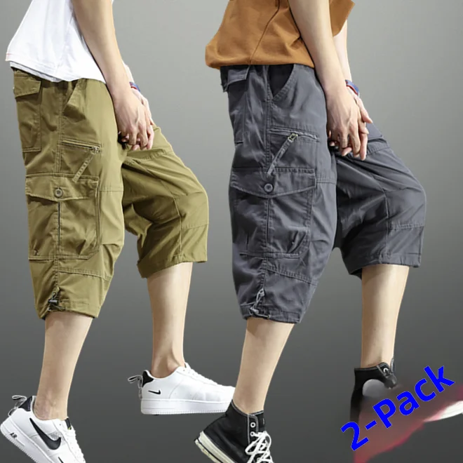 

Loose Straight Leg Casual Workwear Pants Men's Multi-ket 7-Length orts Youth Sle Cotton Summer Faion Trend Brand