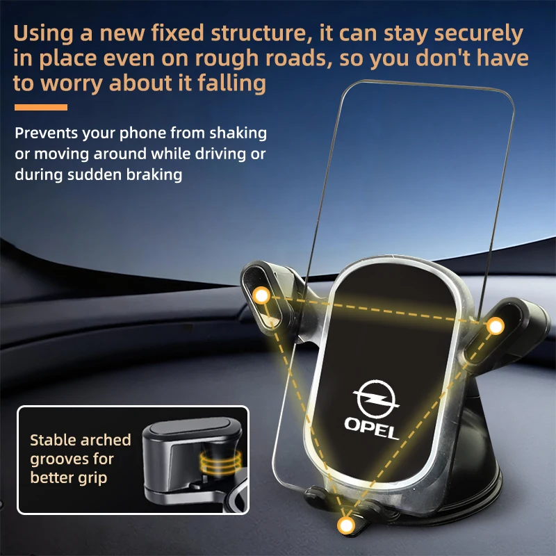 Car Gravity Phone Holder Suction Cup Base Phone Stand With Hook Accessories For Opel Corsa Astra Insignia Vectra Zafira Meriva