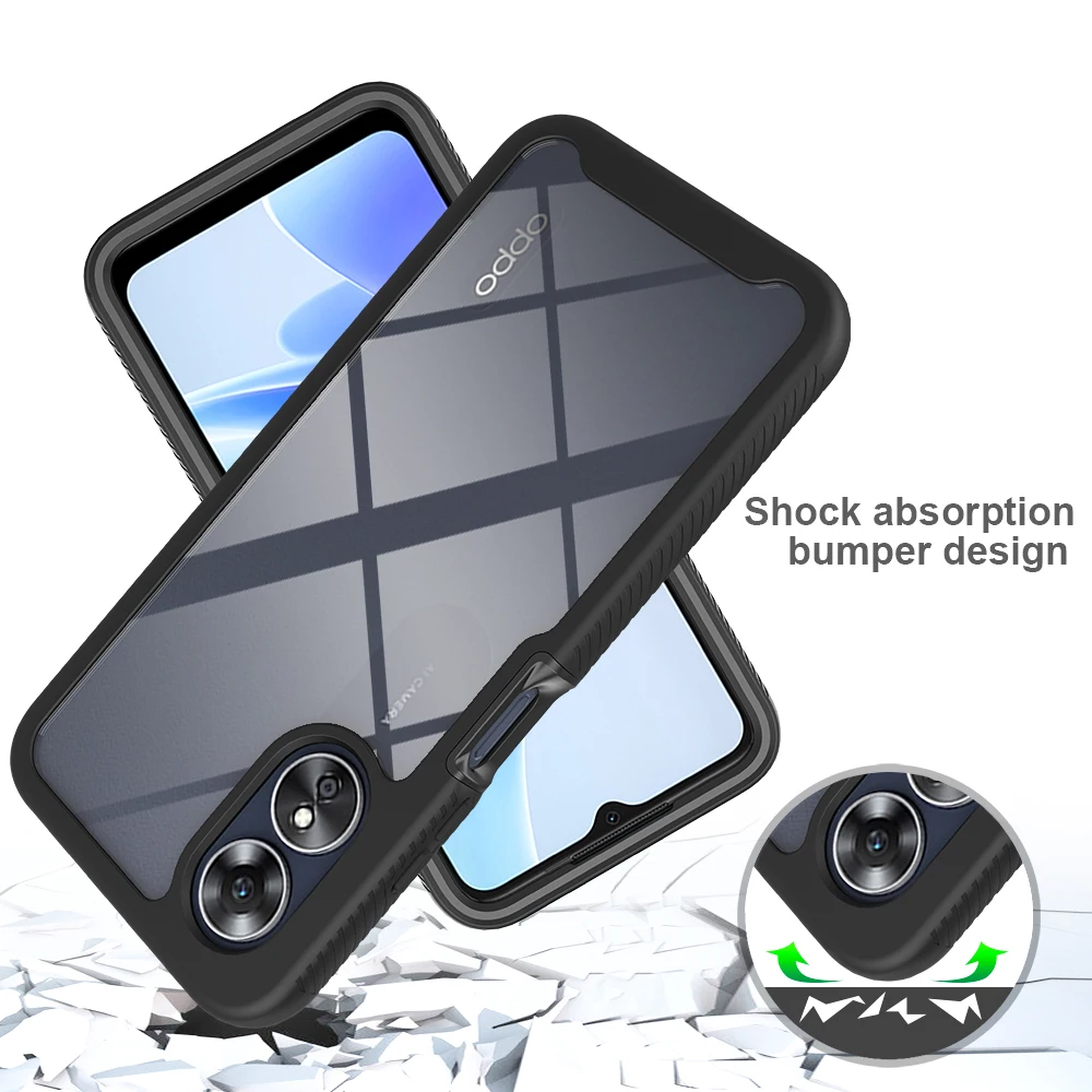 Fit OPPO A17 4G Cover Shockproof Clear Protective Built-in Screen Protector TPU Bumper Cover For Oppo A16/A16S/A54S Cases