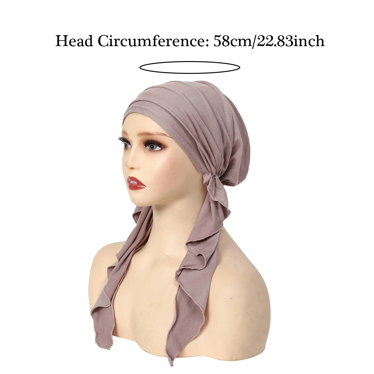 2024 New Solid Color Crinkle Women\'s Hijab Muslim Ladies Turban Bonnet Long Tail Head Wrap Head Scarf Indian Hats