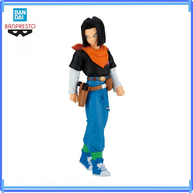 Bandai original em estoque banpresto borda sólida funciona dragon ball z android 17 anime figura de ação modelo caixa brinquedos presente genuíno