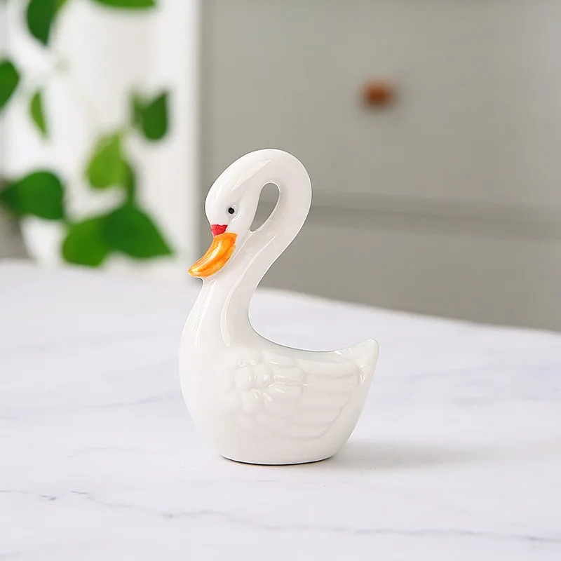 Swan ceramic ornaments handmade accessories, living room desktop decoration, mini accessories