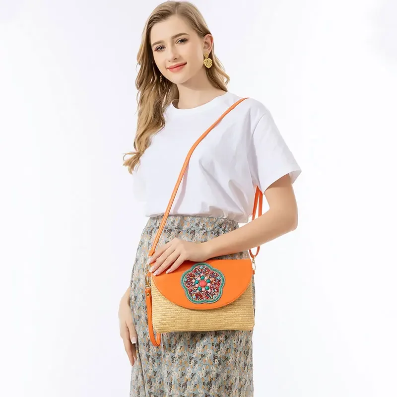 

Изысканная женская сумка из плетеной соломки, милый клатч в этническом стиле, сумка через плечо для вечеринок