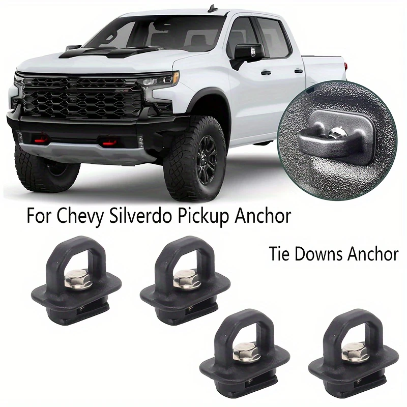 

4PCS Tie Down Anchors Aluminum Alloy Truck Bed Side Wall Anchors Black For Chevrolet Silverdo GMC SIerra Car Replace Accessories