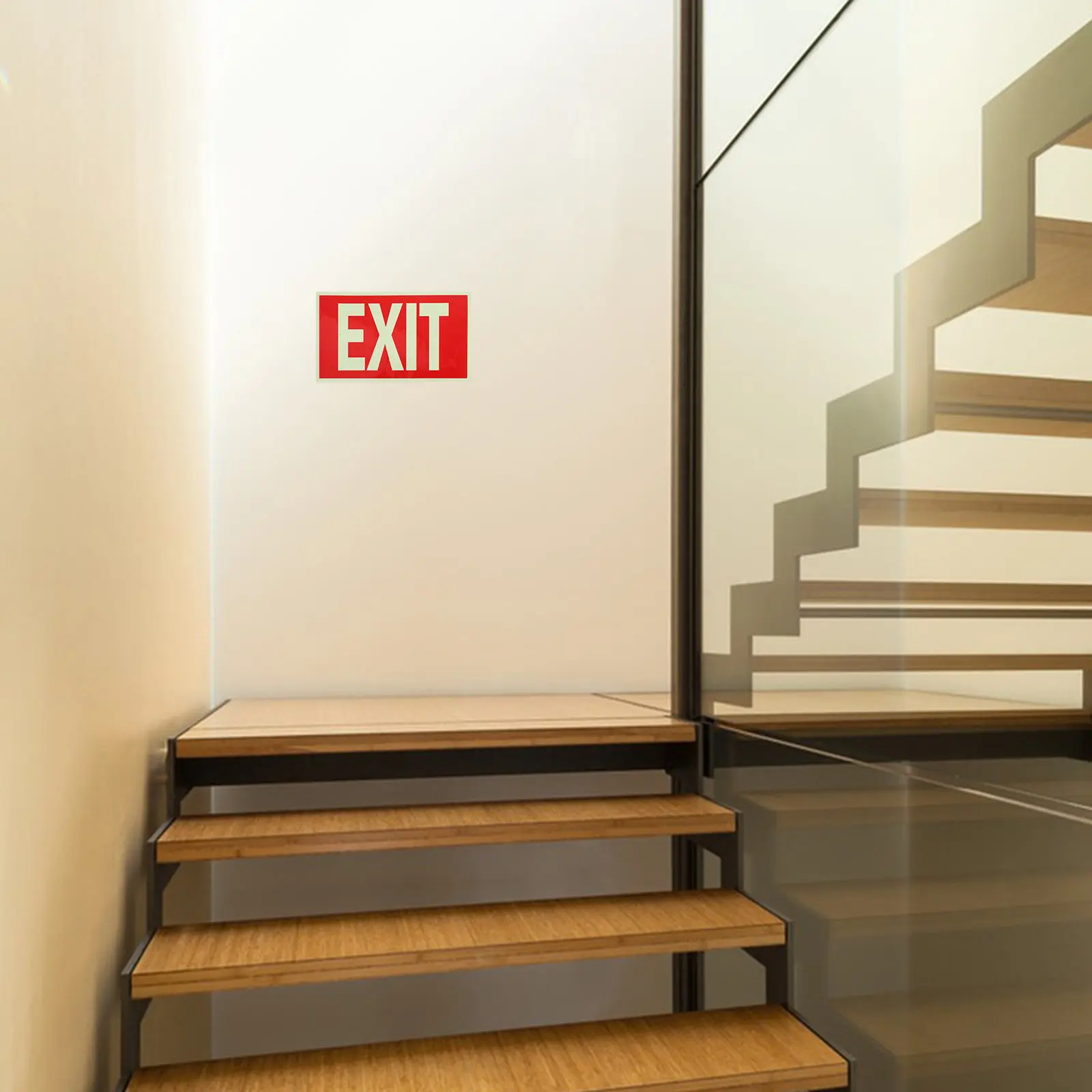 

Self Adhesive Emergency Exit Sign Sticker High Visibility Luminous Glow in Dark for Malls Supermarkets Cinemas Bars Fire Safety