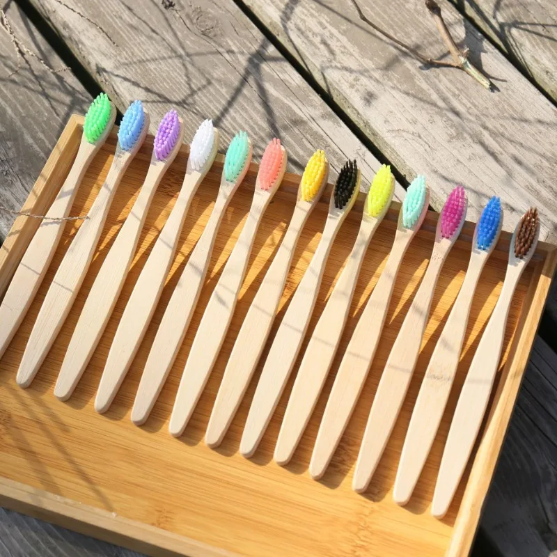 

1 шт. плоская зубная щетка для взрослых с мягкой щетиной из бамбукового угля, 100% биоразлагаемая, в индивидуальной упаковке, экологичная