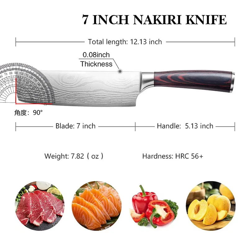 Small Vegetable Knife Damascus Laser Pattern Chef's Knife Kitchen Vegetable Multi-Purpose Meat Cleaver Gift