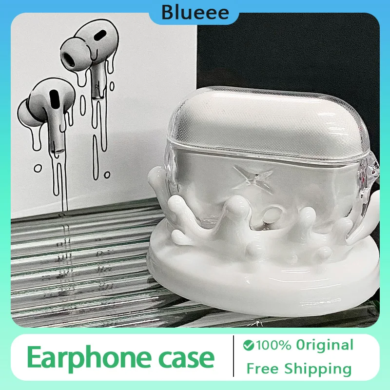 Original Water Droplet Airpods Max Case Resin Cover Ornament Airpods Transparent Protective Case Earphone Accessories Gift