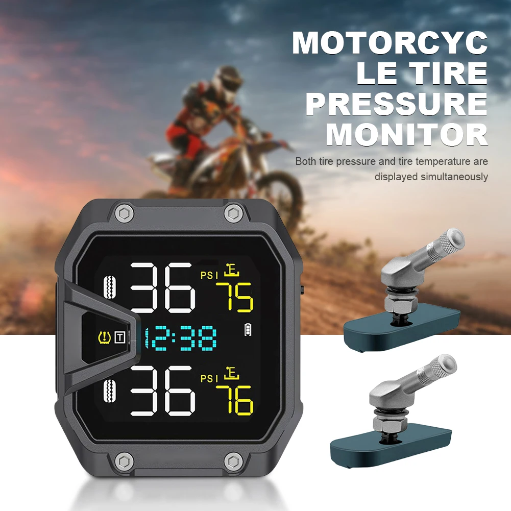 Motorcycle Tire Pressure Monitoring System with 2 Sensors Wireless Tire Pressure Monitoring System Motorcycle Accessories