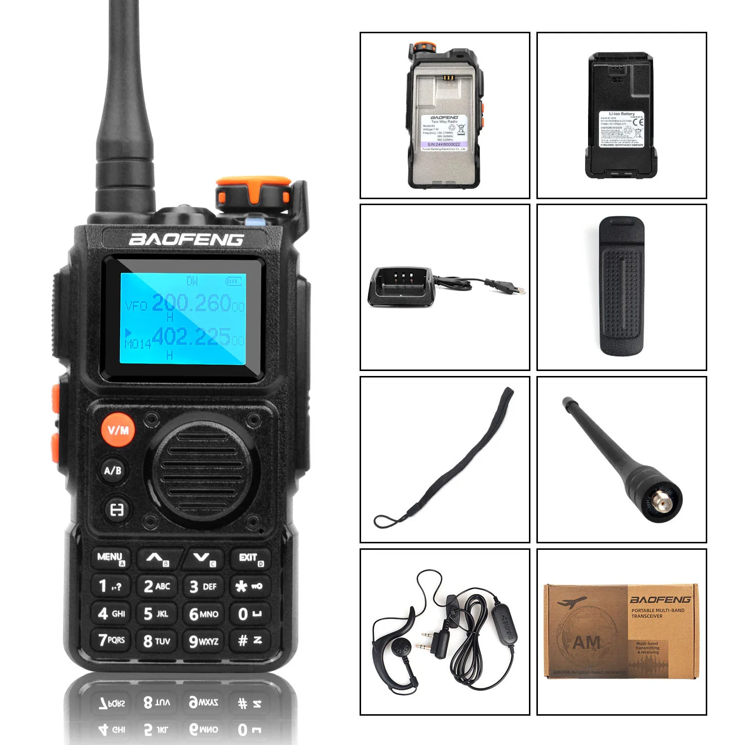 Walkie Talkie Baofeng K6 108-136MHz Air Band UHF VHF Multi-Band 999Ch Noise Cancel Dual Wait 1750Hz Wireless Freq Copy FM Radio