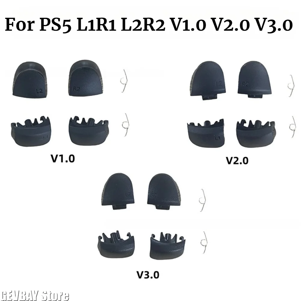 Black Replace Triggers Buttons Set - R1 L1 R2 L2 for PS5 010 020 030 Controller Game