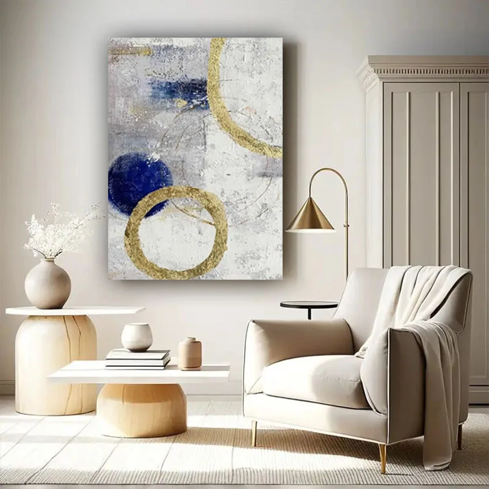 

100% Handmade Abstract Dark Green With Gold Foil Oil Paintings On Canvas Wall Art Modern Nordic Interior Pieces For Home Decor