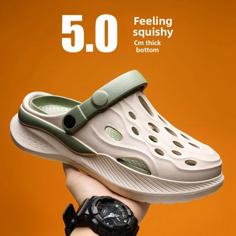 

ex Summer Outdoor Sports Beach Anti-Slip Thi Bot Hole Hole Slippers Couple Slippers Comfortable Wear Resistant EVA