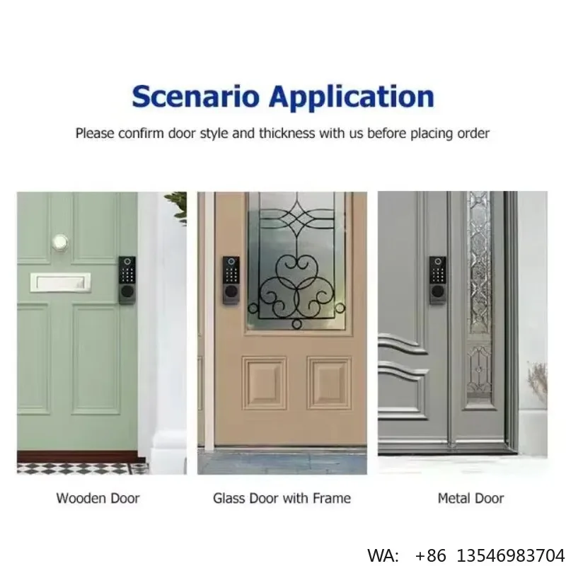Waterproof IP65 Intelligent Digital Smart Password Key Unlock Finger Scan Doorbell Doorlock Glass Metal Smart Door Handle Lock