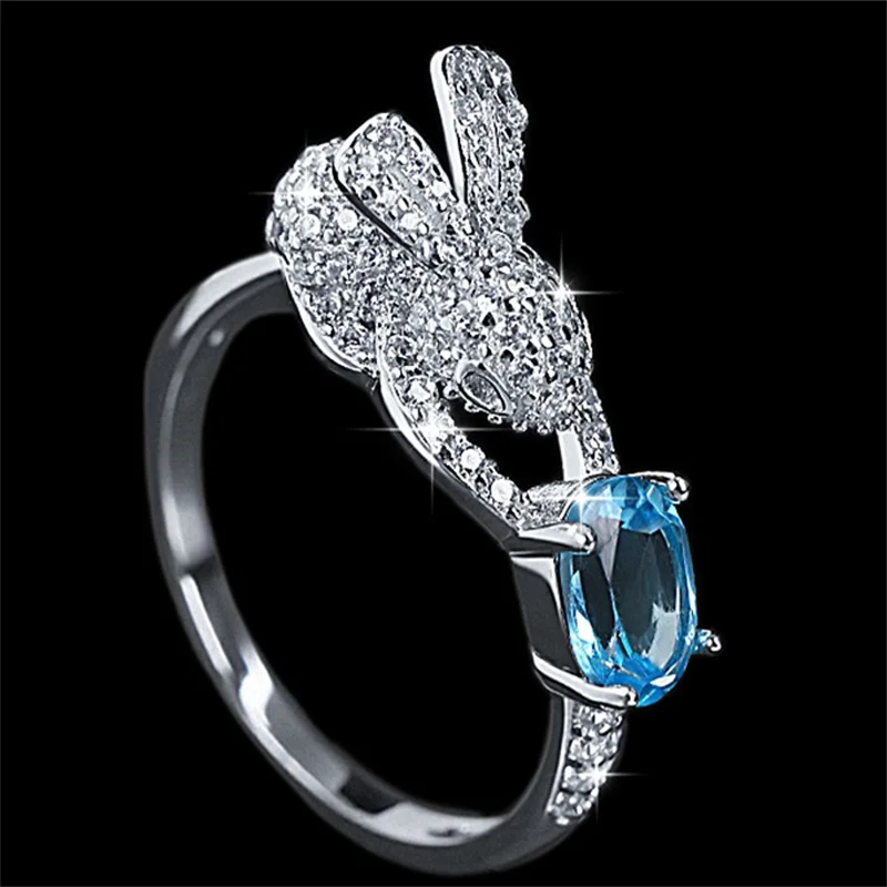 

ZFSILVER модное серебро s925 с классическим муассанитом, модный дизайн, кольцо с синим кроликом для женщин, подвески, ювелирные изделия для свадебной вечеринки, подарки A131