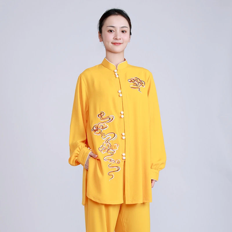 Premium Competition Performance Women's Tai Chi & Baduanjin Long Set, featuring Elegant Embroidery, Silk Blend, Spring Summer