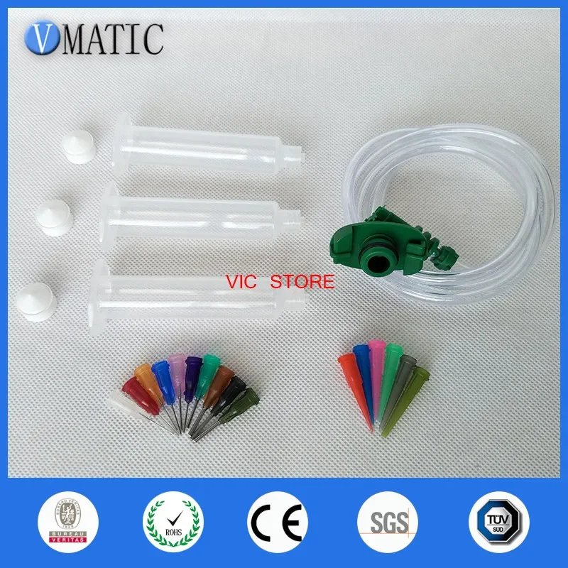 Free Shipping Quality 10cc/ml Dispenser Dispensing Needle Tips Pneumatic Syringe Barrel Valve Robot Adapter With Needles