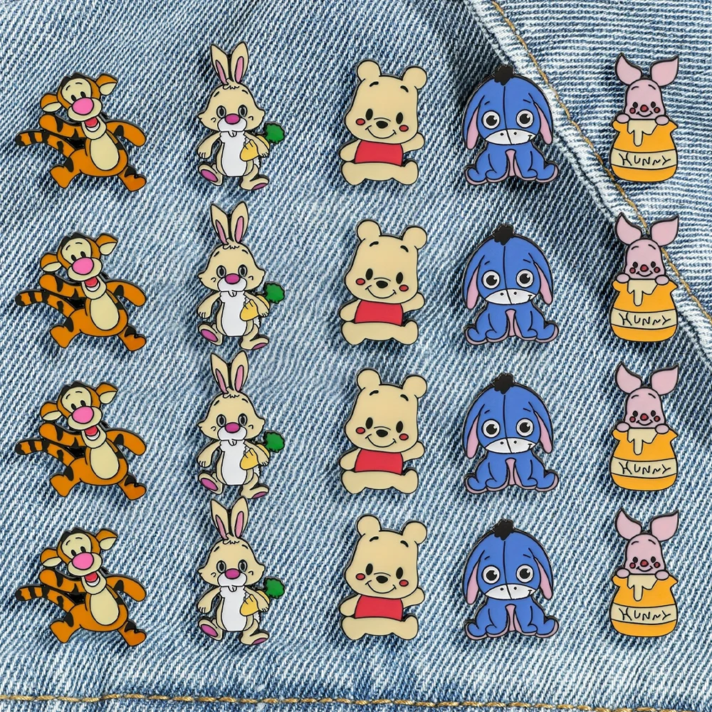 

20 шт., креативная брошь с героями мультфильмов, милые персонажи, тигр и пух, эмалированная булавка, значок, ювелирное изделие, рюкзак, аксессуары для одежды, подарок