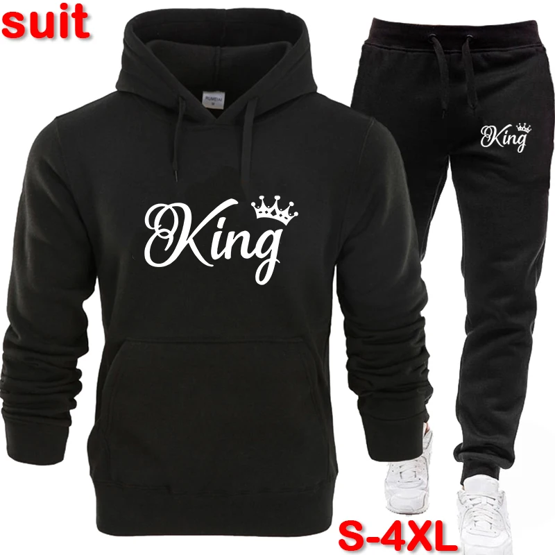 

Long sleeved hoodie set for women and men, couple sportswear, hoodie, trendy sportswear, fashionable printed new two-piece set