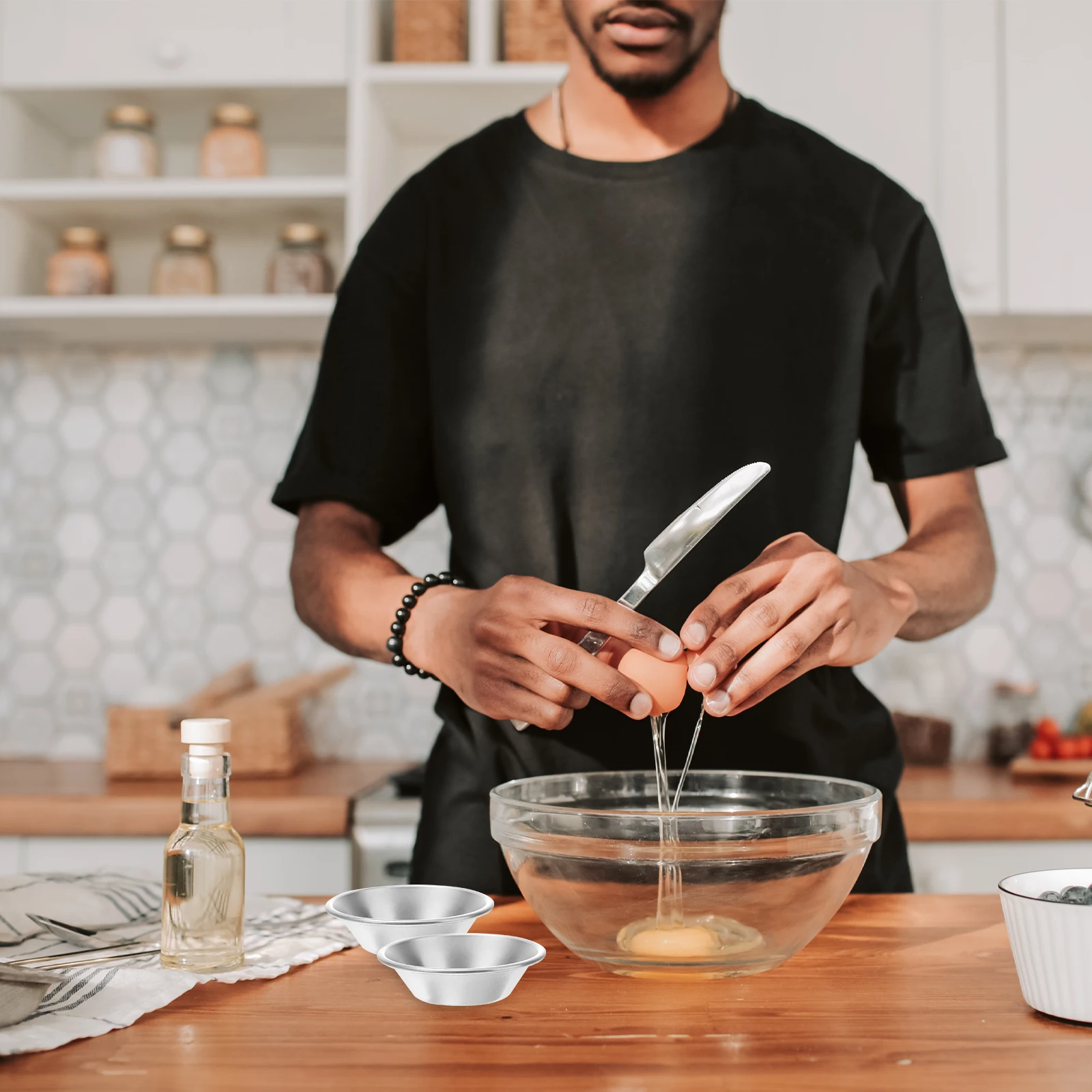 

25Pcs Egg Tart Molds Aluminum Alloy Mini Baking Cups Round Shape Non-Stick Tart Pans for Muffins Pies Cookie Bakeware