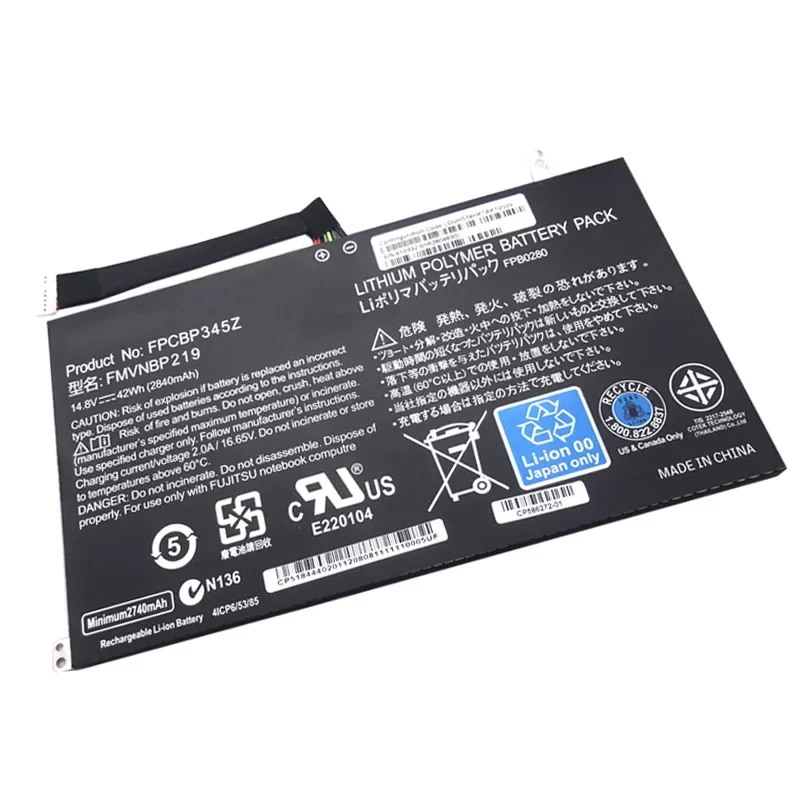 Imagem -03 - Bateria do Portátil Fpcbp345z 14.8v 2840mah Fpcbp345z Ultrabook Fpcn552 Uh572 Uh552 Novo Lmdtk-fmvnbp219