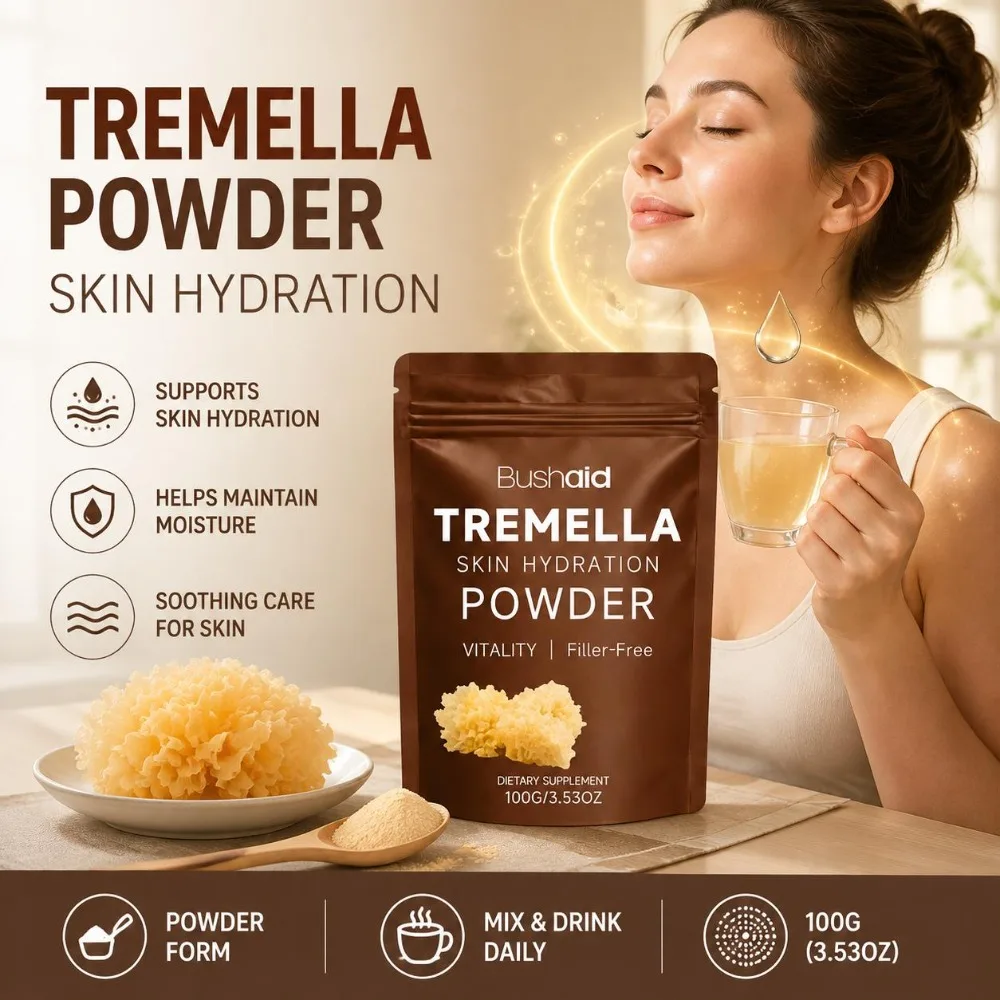 100% Pure Tremella Mushroom Powder Supports Skin Hydration Moisture Retention with Beta-Glucans Collagen Formation Support 100g