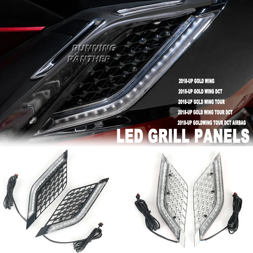 

For Honda Goldwing Gold Wing GL1800 Tour DCT Airbag 2018-2023 Motorcycle LED Light Radiator Grill Panels Decorative Light Lamp