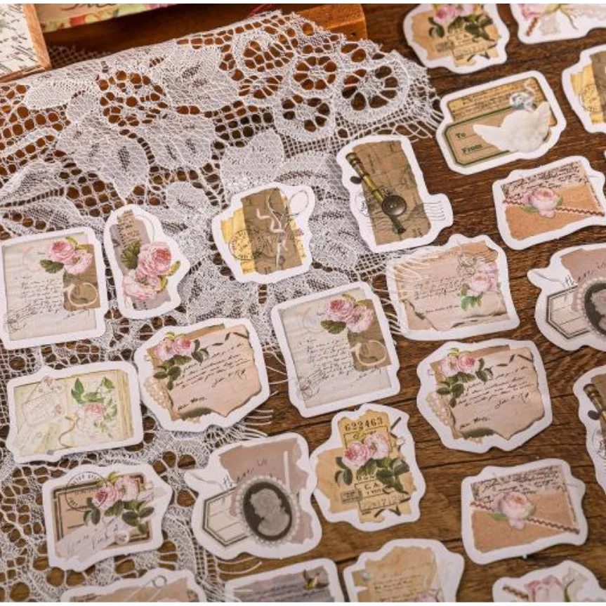 46Pcs Flower Stickers DIY Phone Case Material Handbook Water Cup Plant Transparent PET Stickers Hand Account Decorative Stickers
