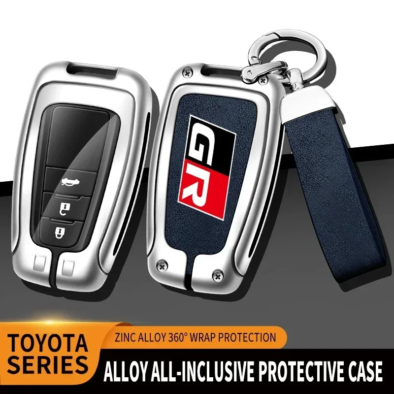 Auto TPU Zinc Alloy Key Case Bag For Toyota GR 86 Supra Yaris RAV4 Prius Corolla C-HR Camry Auris Car Key Chain Metal Key Shell