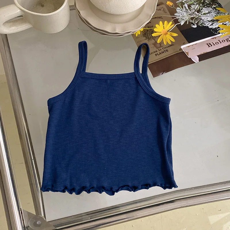 Girls' Korean version summer cool and fresh suspender 2026 new solid color casual top summer outfit
