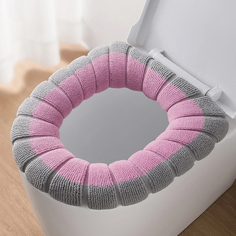 Universal Toilet Seat Cushion Thick Plush O-shaped Toilet Seat Toilet Cover With Handle Nordic Bathroom Accessories