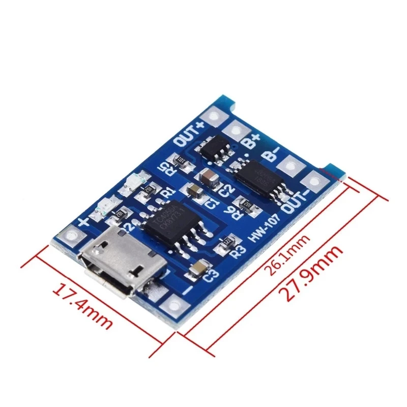 Carte de charge de batterie au lithium, TP4056, 5V, 1A, chargeur 18650, technologie, mini interface USB