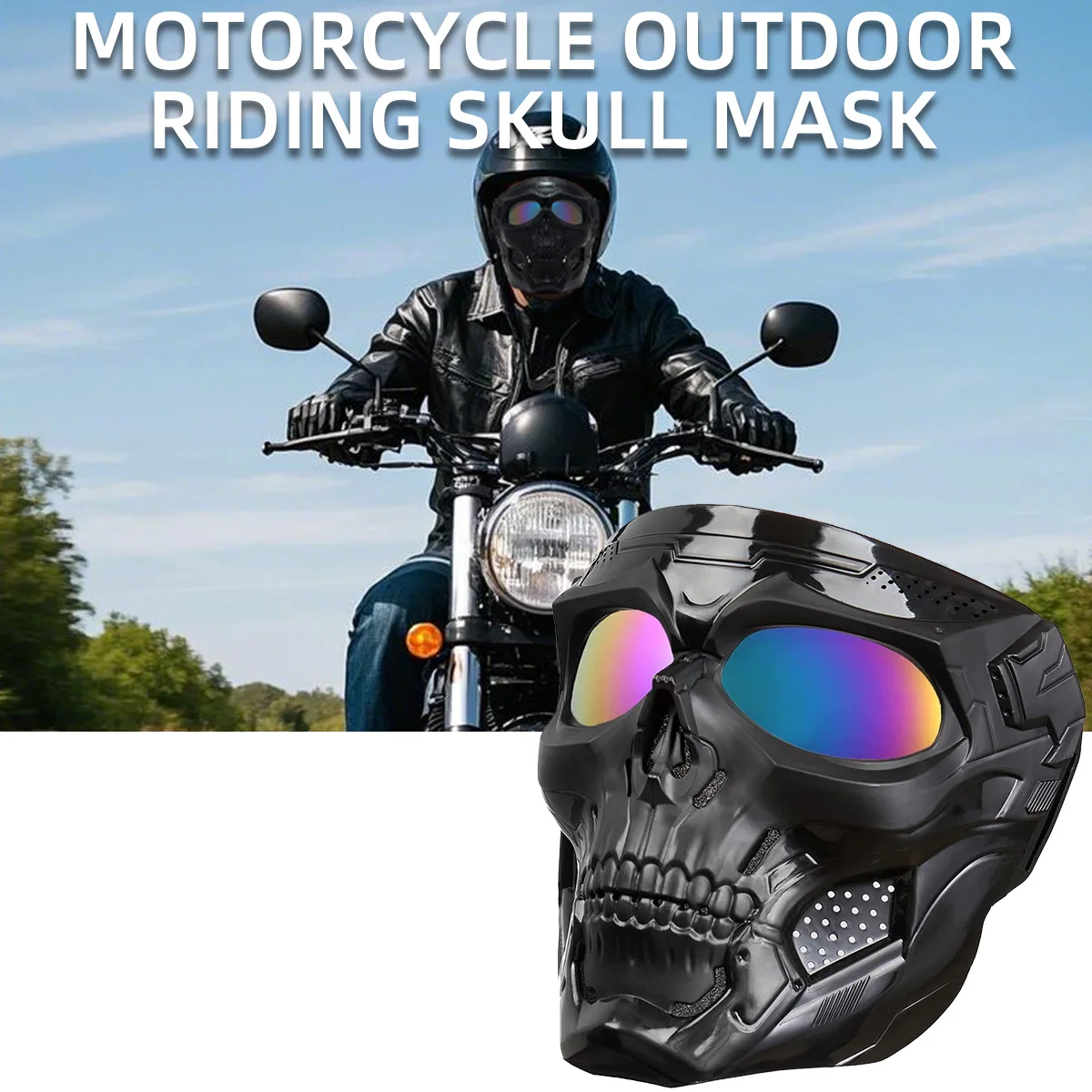 

Motorcycle Skull Mask Wind Goggles Outdoor Riding Windproof Glasses Full Face Protective Mask Halloween Props Tactical Goggles